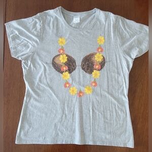 Port and Company Gray Tee with Coconut and Floral Design